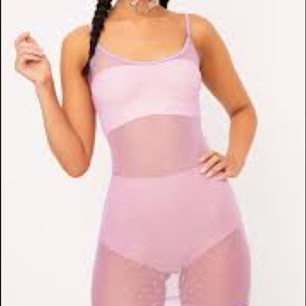 Clara lilac sheer Dobby mesh strappy dress